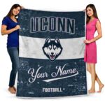 personalized uconn huskies grunge texture blue white blanket best selling