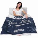 personalized uconn huskies grunge texture blue white blanket best selling