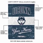 personalized uconn huskies grunge texture blue white blanket best selling