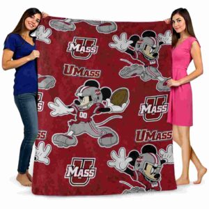 personalized umass minutemen mickey red blanket fashion forward