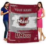 personalized umass minutemen paint strokes red white blanket best selling