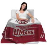 personalized umass minutemen paint strokes red white blanket best selling