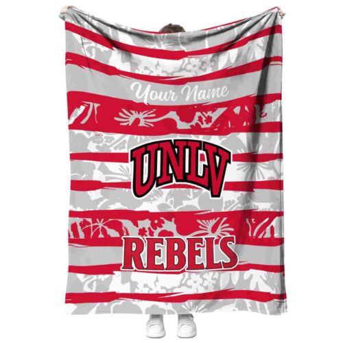 personalized unlv rebels floral stripes red white blanket best selling