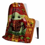 personalized usc trojans baby yoda red blanket best selling