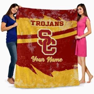 personalized usc trojans grunge streaks red blanket fashion forward