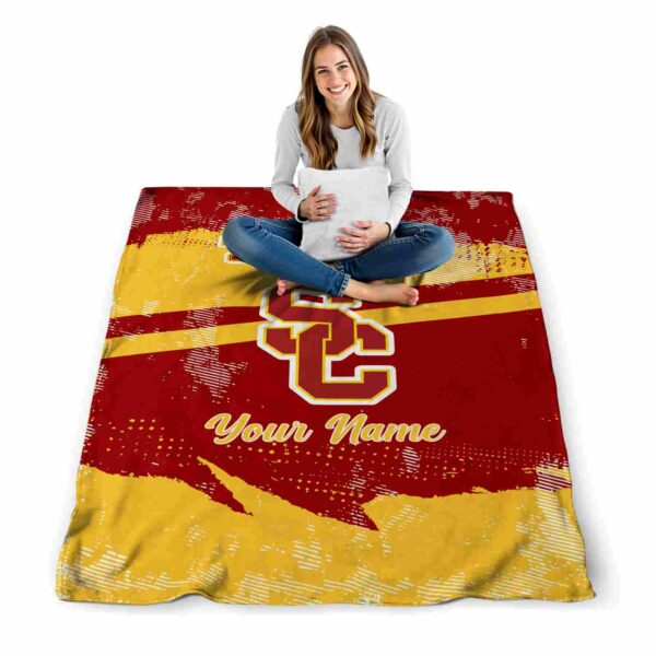 personalized usc trojans grunge streaks red blanket high quality