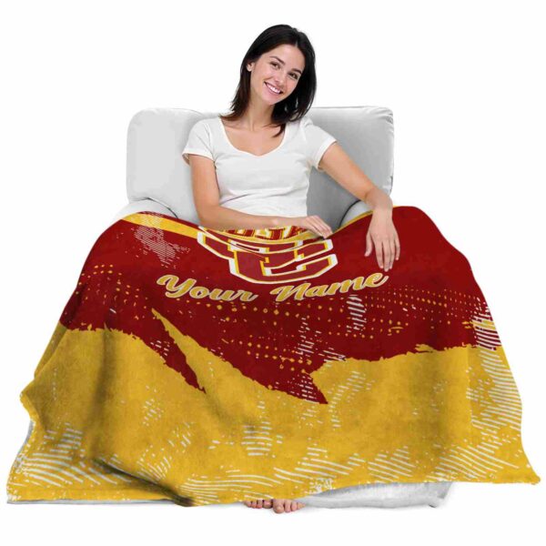 personalized usc trojans grunge streaks red blanket latest model