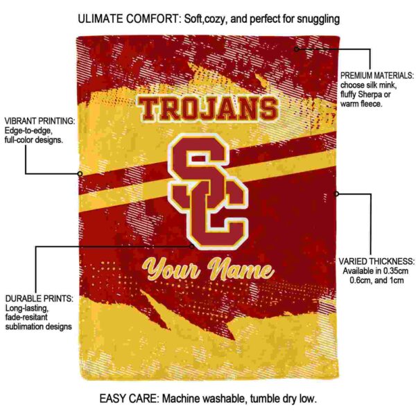 personalized usc trojans grunge streaks red blanket new arrival