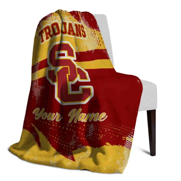 personalized usc trojans grunge streaks red blanket top rated