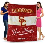 personalized usc trojans grunge texture red white blanket fashion forward