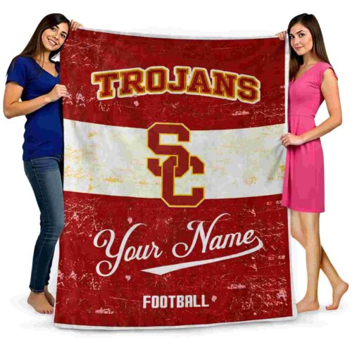 personalized usc trojans grunge texture red white blanket fashion forward