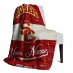 personalized usc trojans grunge texture red white blanket top rated