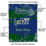 personalized utah jazz grunge streaks navy blanket best selling