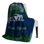 personalized utah jazz grunge streaks navy blanket best selling