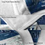 personalized utah jazz grunge texture navy white blanket best selling