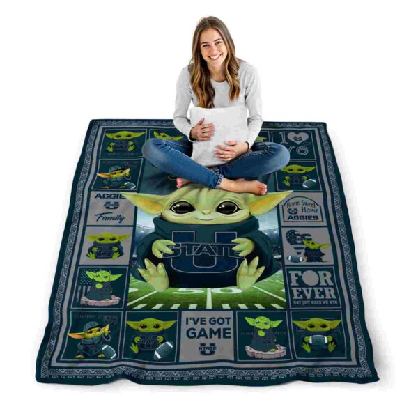 personalized utah state aggies baby yoda navy blanket high quality