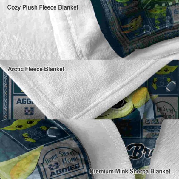 personalized utah state aggies baby yoda navy blanket premium grade