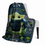 personalized utah state aggies baby yoda navy blanket top rated