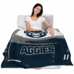personalized utah state aggies paint strokes navy white blanket latest model