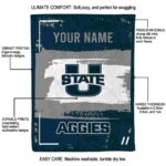 personalized utah state aggies paint strokes navy white blanket new arrival