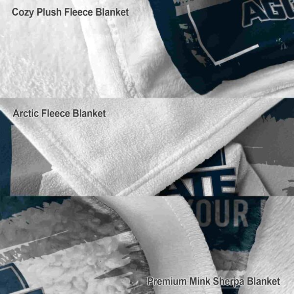 personalized utah state aggies paint strokes navy white blanket premium grade