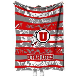 personalized utah utes floral stripes red white blanket best selling