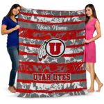 personalized utah utes floral stripes red white blanket best selling
