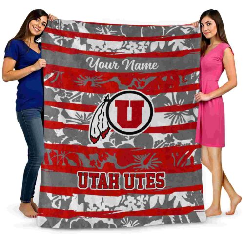 personalized utah utes floral stripes red white blanket fashion forward