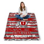 personalized utah utes floral stripes red white blanket best selling