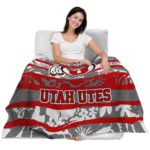 personalized utah utes floral stripes red white blanket best selling
