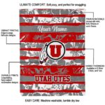 personalized utah utes floral stripes red white blanket best selling