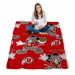 personalized utah utes mickey red blanket best selling