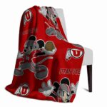 personalized utah utes mickey red blanket best selling