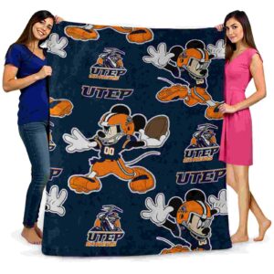 personalized utep miners mickey blue blanket fashion forward