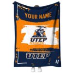 personalized utep miners paint strokes blue white blanket best selling