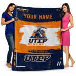 personalized utep miners paint strokes blue white blanket best selling