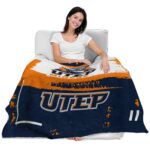 personalized utep miners paint strokes blue white blanket best selling
