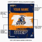 personalized utep miners paint strokes blue white blanket best selling