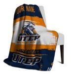 personalized utep miners paint strokes blue white blanket best selling