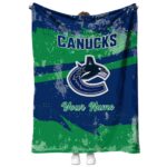 personalized vancouver canucks grunge streaks blue blanket best selling
