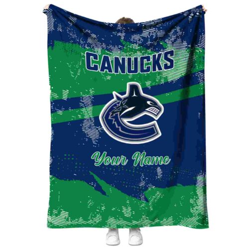 personalized vancouver canucks grunge streaks blue blanket best selling