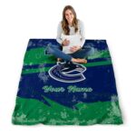 personalized vancouver canucks grunge streaks blue blanket best selling