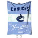 personalized vancouver canucks grunge texture blue white blanket best selling