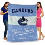 personalized vancouver canucks grunge texture blue white blanket best selling