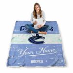 personalized vancouver canucks grunge texture blue white blanket best selling