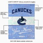 personalized vancouver canucks grunge texture blue white blanket best selling