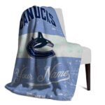 personalized vancouver canucks grunge texture blue white blanket best selling