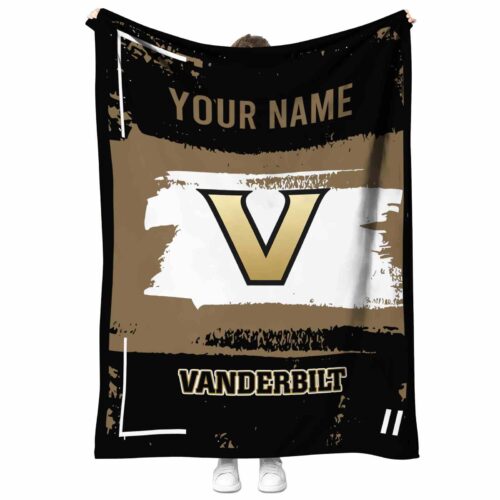 personalized vanderbilt commodores paint strokes black white blanket best selling