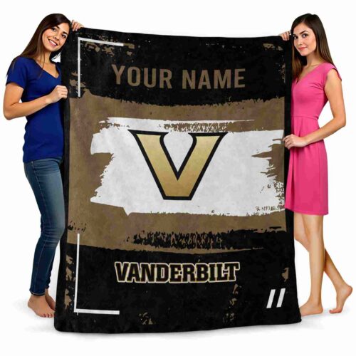personalized vanderbilt commodores paint strokes black white blanket fashion forward
