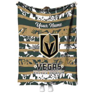 personalized vegas golden knights floral stripes tan white blanket best selling